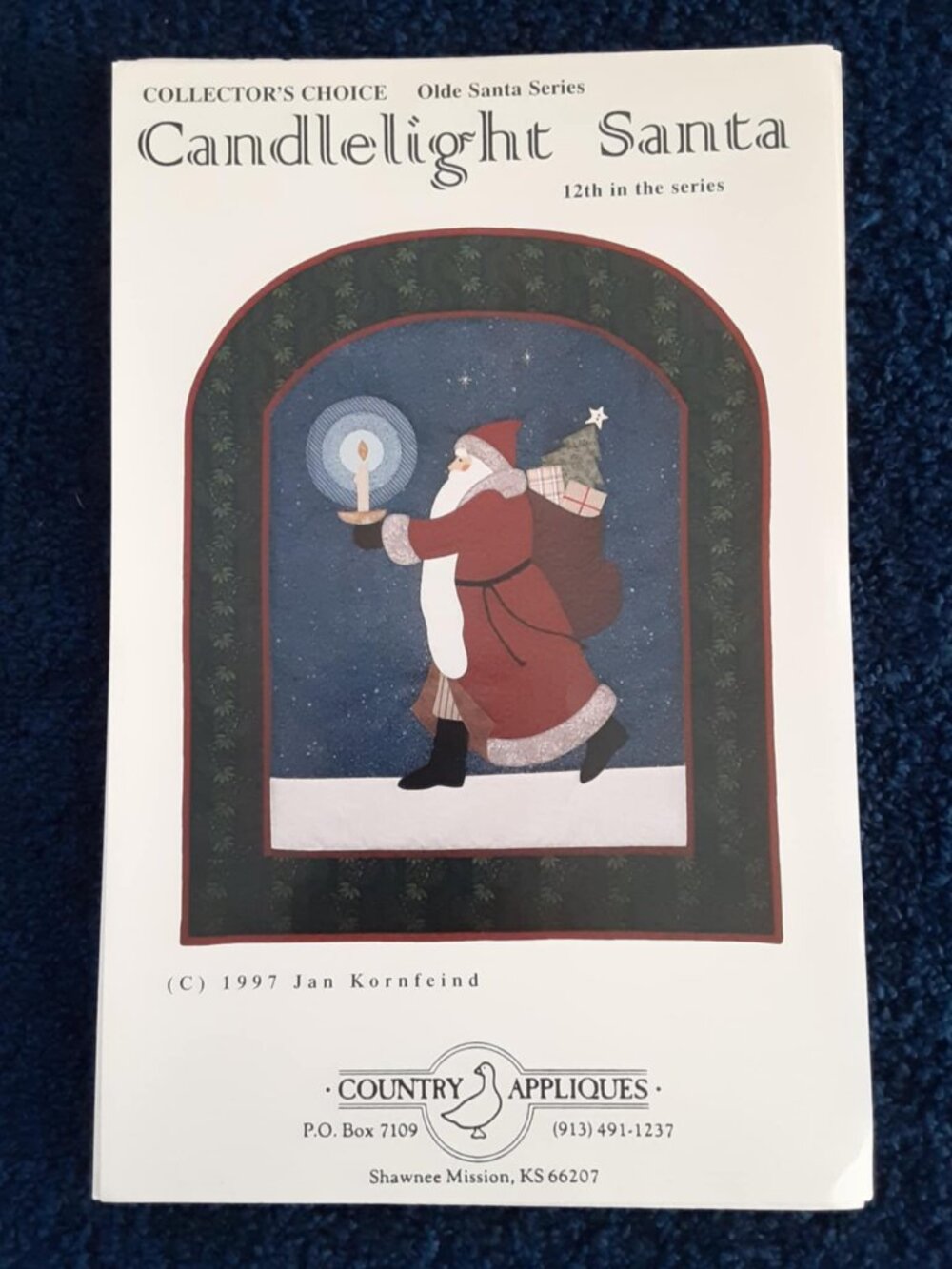 CANDLELIGHT SANTA Olde Santa Series 12th CA-99 Country Appliques VTG Pattern
